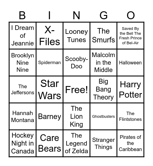 Theme Songs! Bingo Card