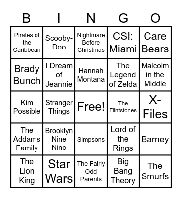 Theme Songs! Bingo Card