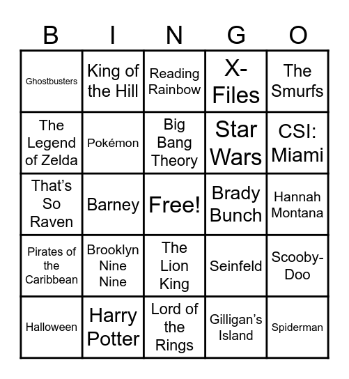 Theme Songs! Bingo Card