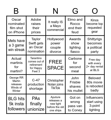 2025 Bingo Card