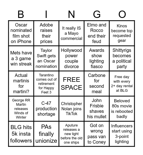 2025 Bingo Card