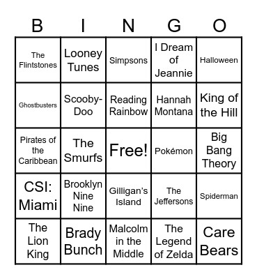 Theme Songs! Bingo Card