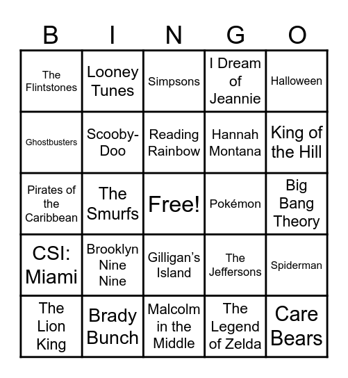 Theme Songs! Bingo Card