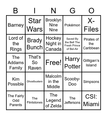 Theme Songs! Bingo Card