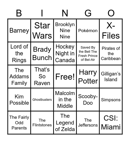 Theme Songs! Bingo Card