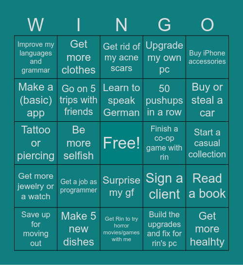 WINGO Bingo Card