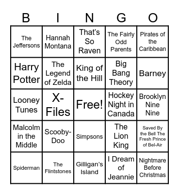 Theme Songs! Bingo Card