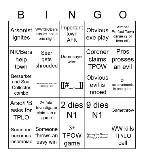 Greatest Town of Salem 2 Bingo (137 words) Bingo Card