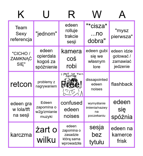 SESJA U EDEEN Bingo Card