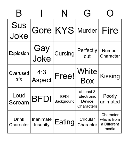 Object show bingo Card