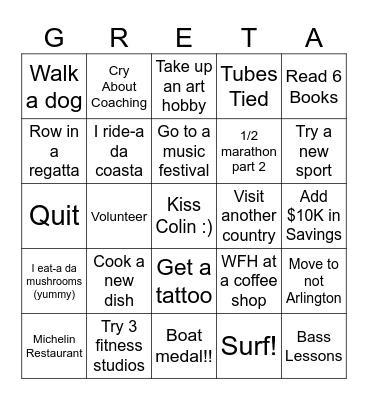 Twenty is Gret-y Bingo Card