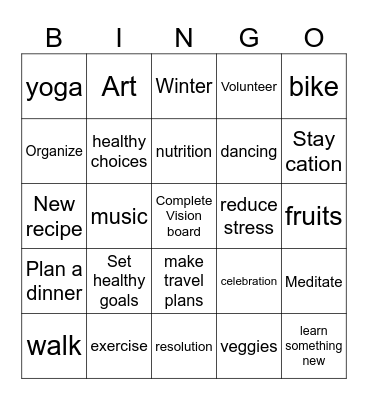 New Year 2025 Vision Board jm Bingo Card