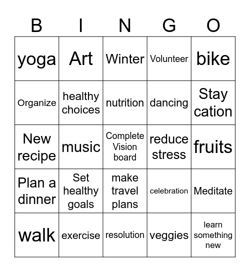 New Year 2025 Vision Board jm Bingo Card