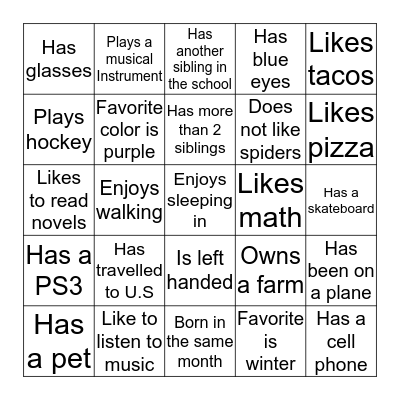 Icebreaker Challenge Bingo Card