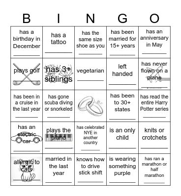 Regina & Patrick Bingo Card