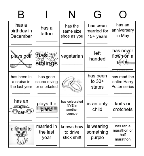 Regina & Patrick Bingo Card
