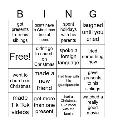 After Christmas Bingo Card