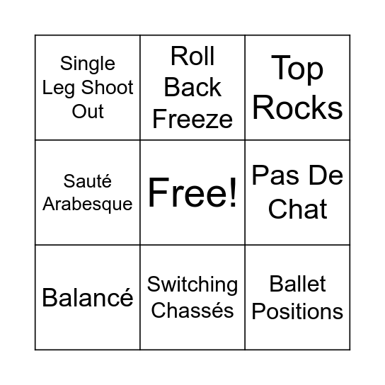 Hip Hop Bingo Card