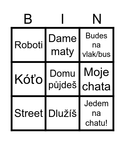 Chata bingo Card