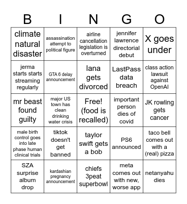 2025 bingo card Bingo Card