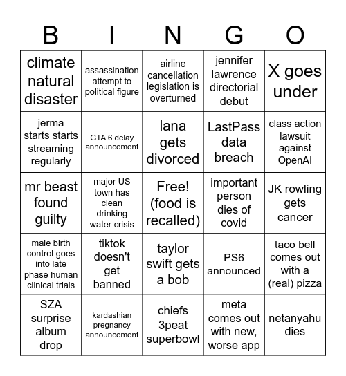 2025 bingo card Bingo Card