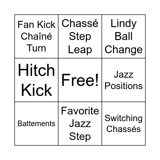 Jazz Bingo Card