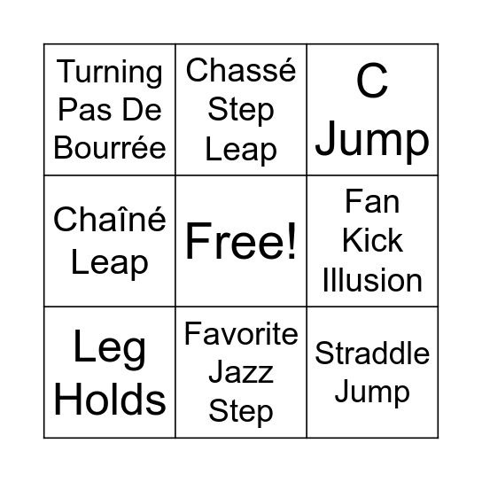 Intermediate Jazz Bingo Card