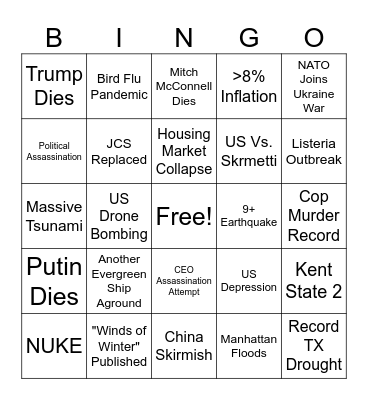 Apocalypse Bingo Card