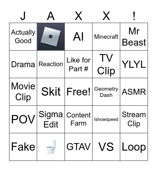 YT Shorts Bingo Card