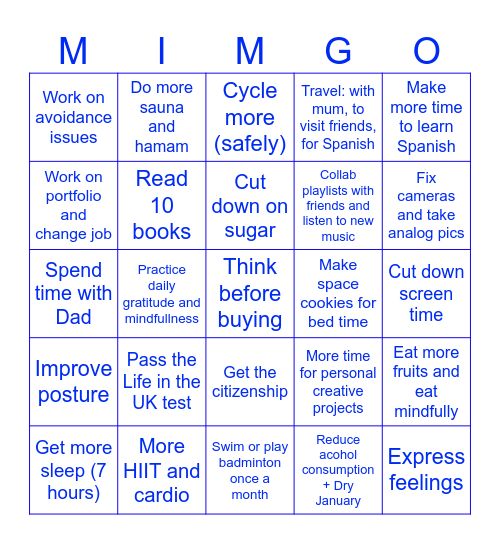 New Year New Mims Bingo Card