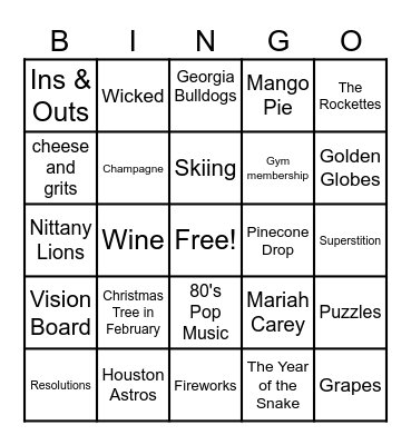 Happy New Year :) Bingo Card
