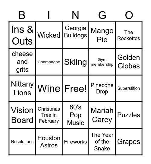Happy New Year :) Bingo Card