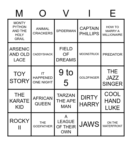 CINEMA BINGO Card