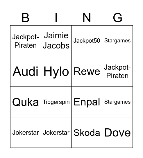 Dart-Werbung Bingo Card