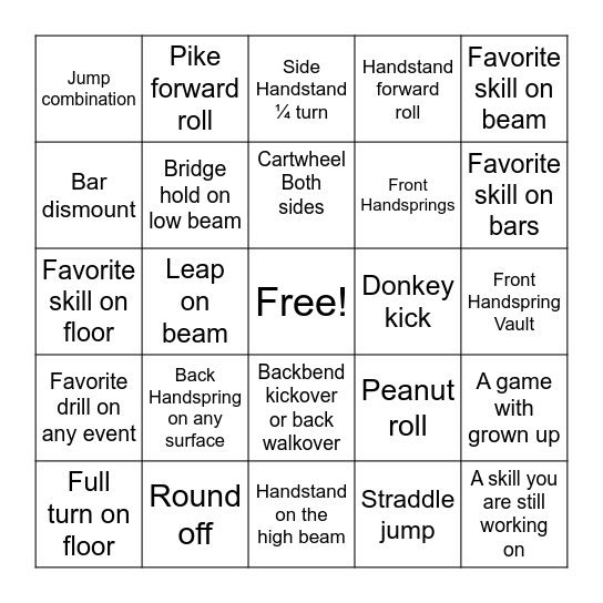 Superstars Bingo Card