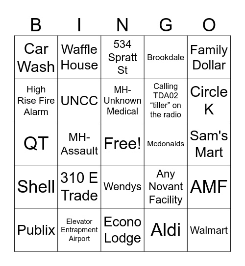 Alarm Bingo Card