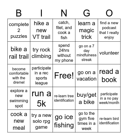 2025 Bingo Card