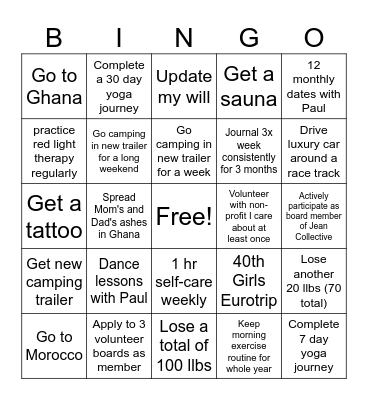 Amanda 2025 Bingo Card