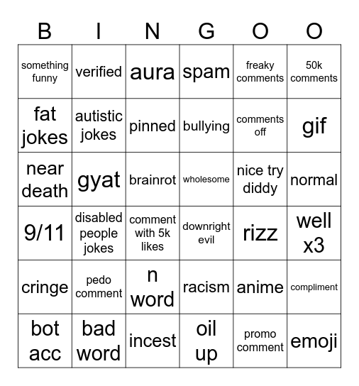 ig reels bingo Card