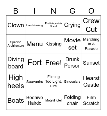 Home Movie Road Trip! Bingo Card