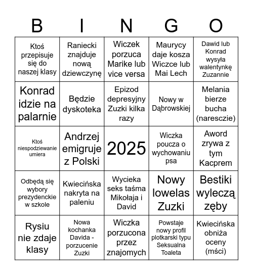 2025 Bingo Card