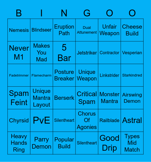 Chime Bingo Card