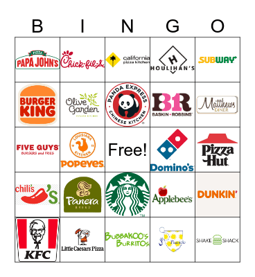 RESTAURANTS Bingo Card
