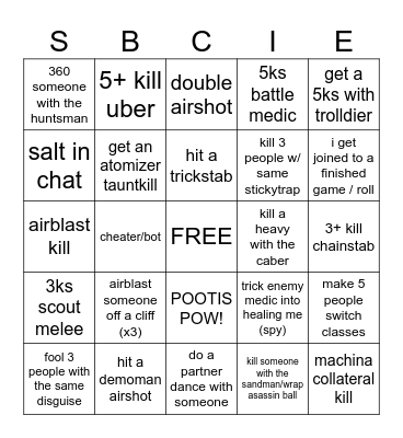 TF2 bingo Card