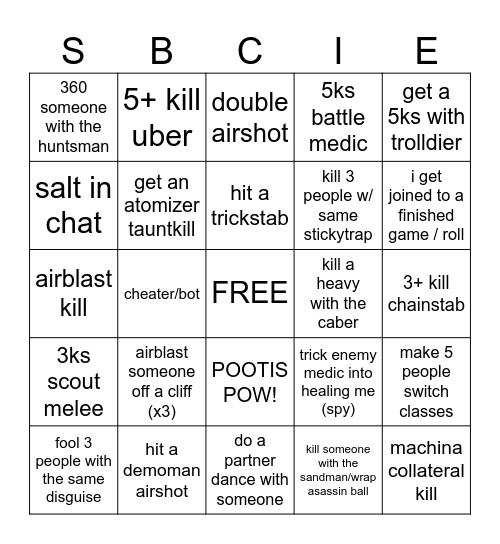 TF2 bingo Card
