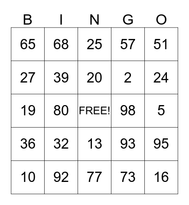 VVT Safety BINGO Card