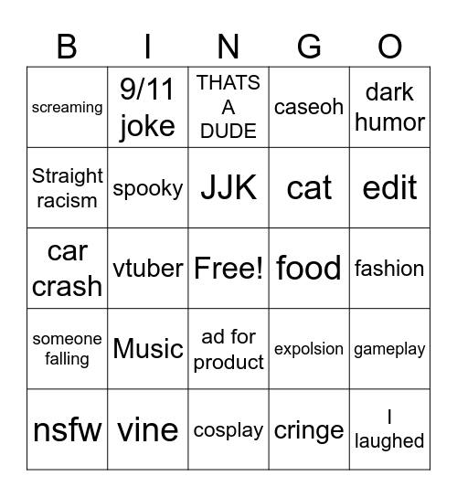 Instagram reels Bingo Card