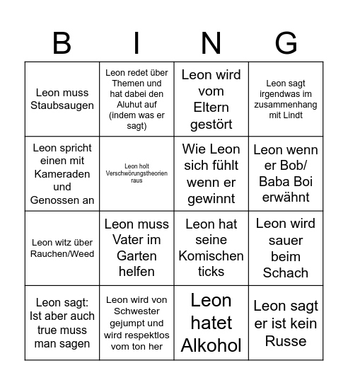 Leon Bingo Card