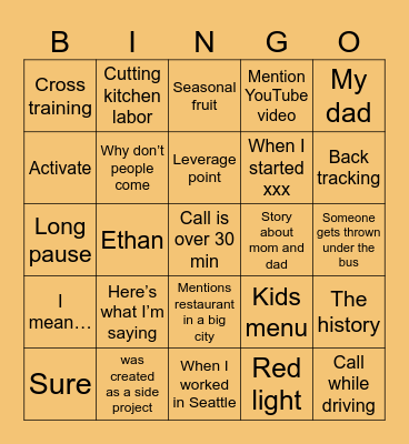 Benji Bingo Card