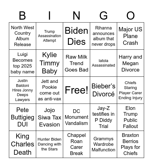 2025 Bingo Card